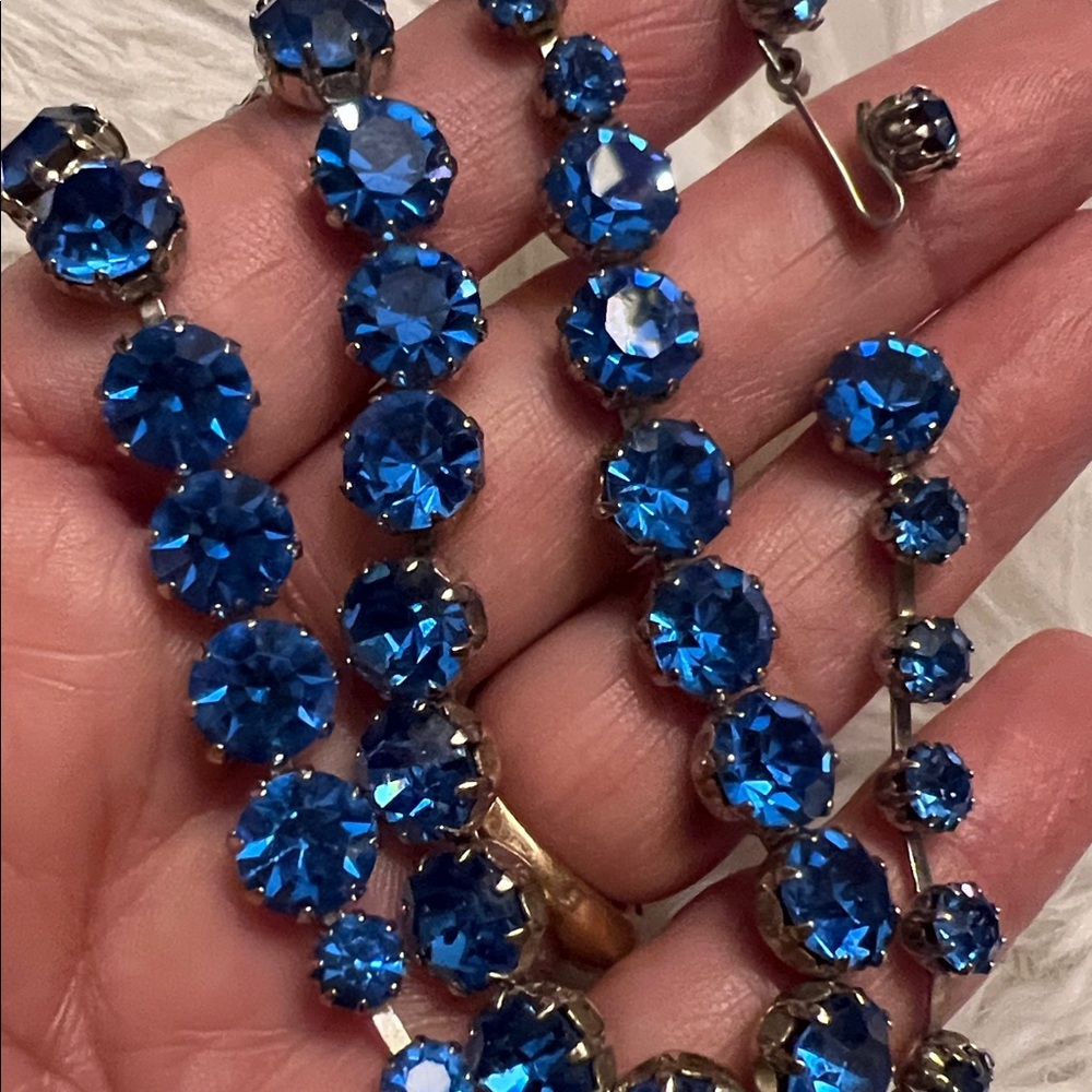 ALBERT WEISS Bright Blue Austrian Crystal Choker Necklace - Picture 3 of 12